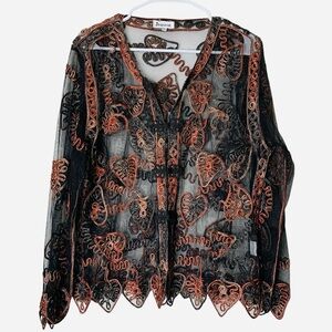 Jeannie Vintage Sheer Colorful Top Size XXXL Fairy Whimsigoth Embroidered